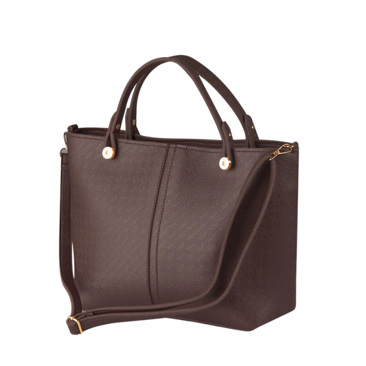 Chocolate Brown Saffiano Leather Tote Bag