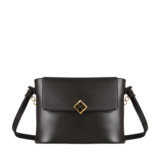 Minimalist Black Vegan Leather Crossbody Bag