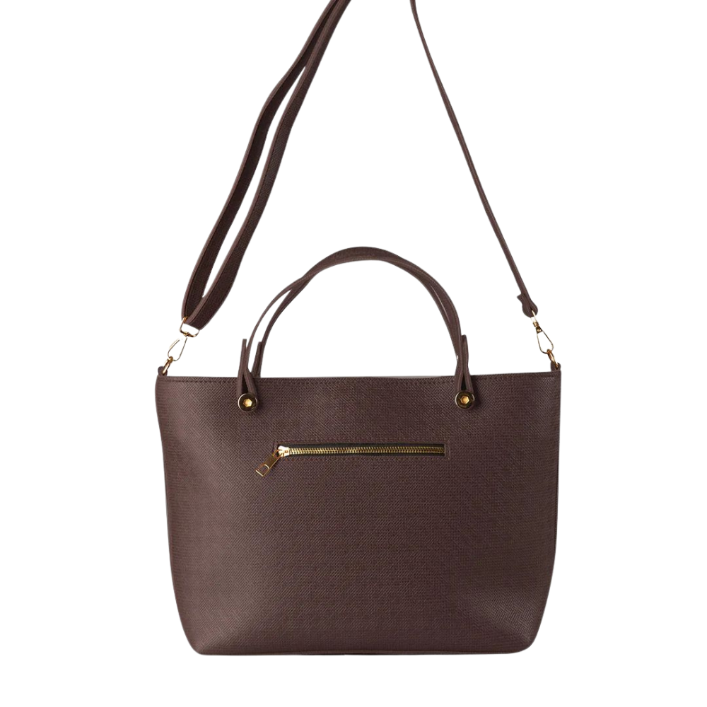 Chocolate Brown Saffiano Leather Tote Bag