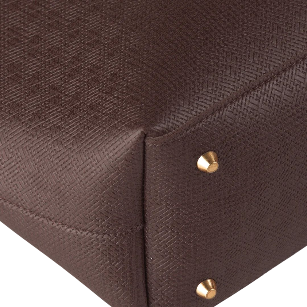 Chocolate Brown Saffiano Leather Tote Bag