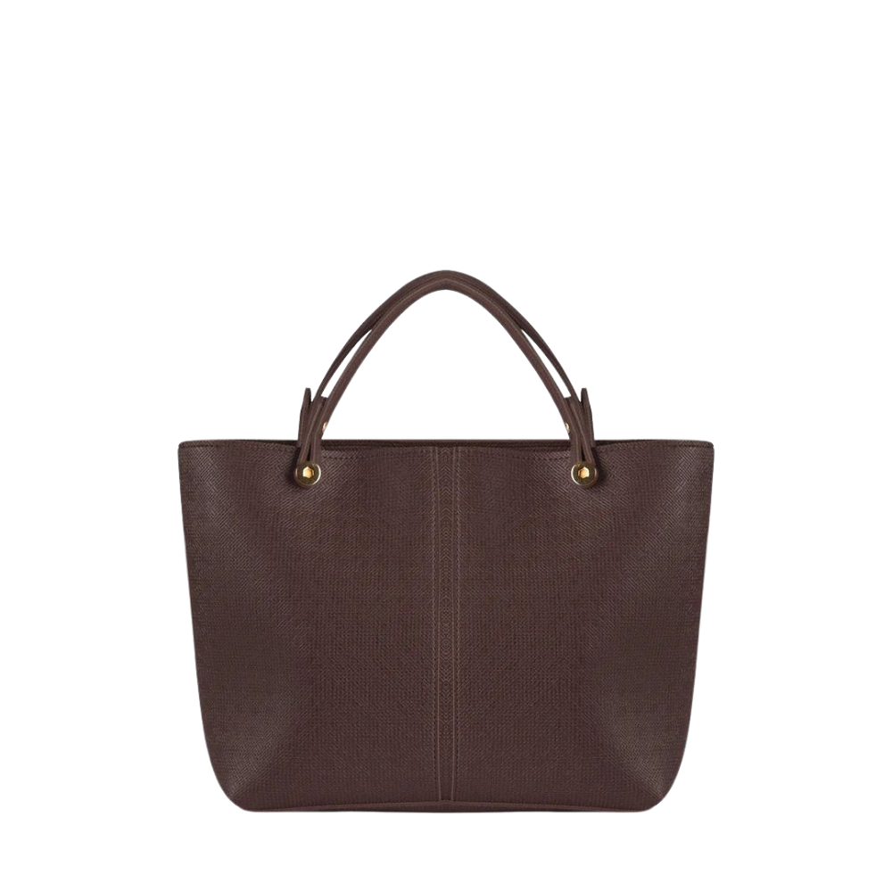 Chocolate Brown Saffiano Leather Tote Bag
