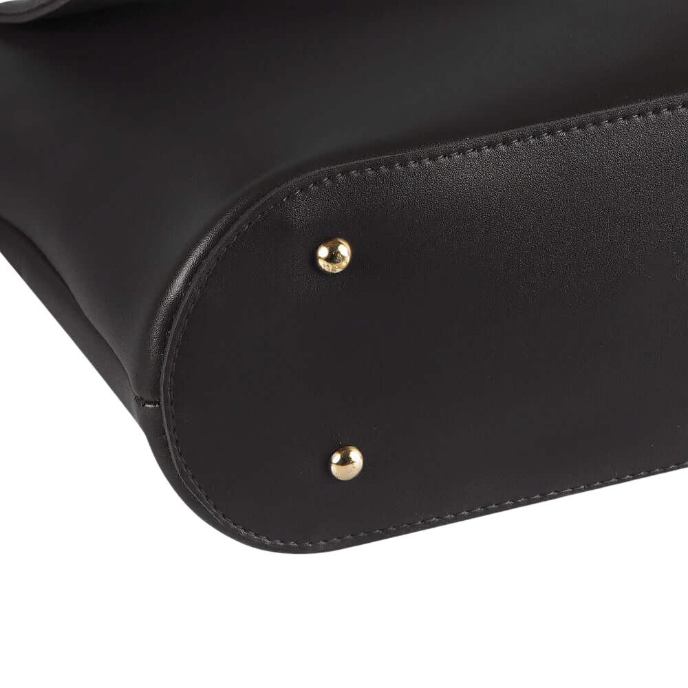 Minimalist Black Vegan Leather Crossbody Bag