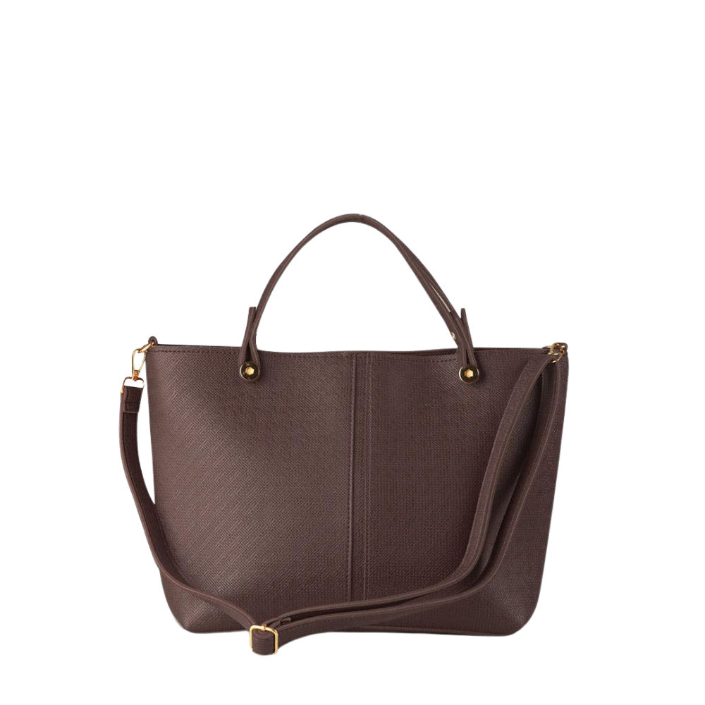 Chocolate Brown Saffiano Leather Tote Bag